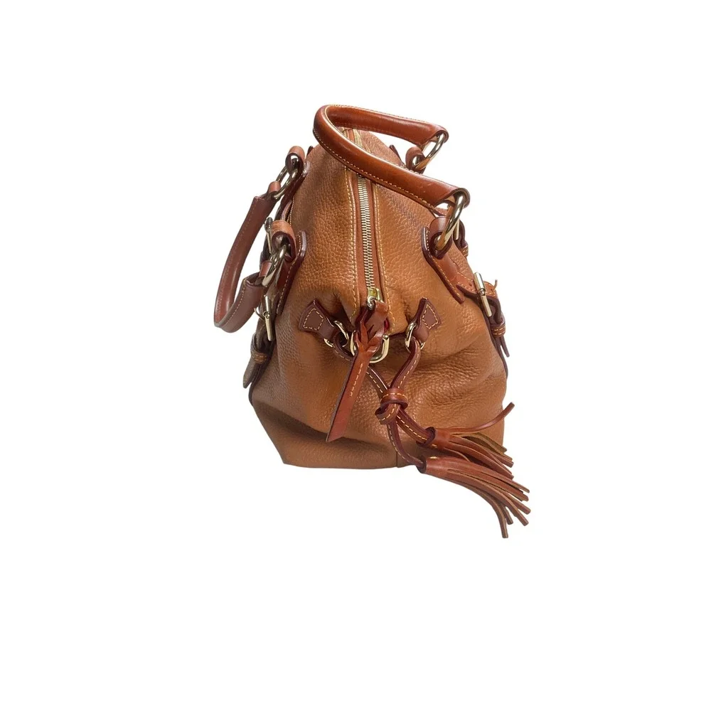 Dooney & Bourke Satchel Women Medium Ginger Pebbled Leather Good‎ Tassel Buckle